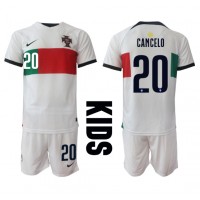 Camiseta Portugal Joao Cancelo #20 Visitante Equipación para niños Mundial 2022 manga corta (+ pantalones cortos)
